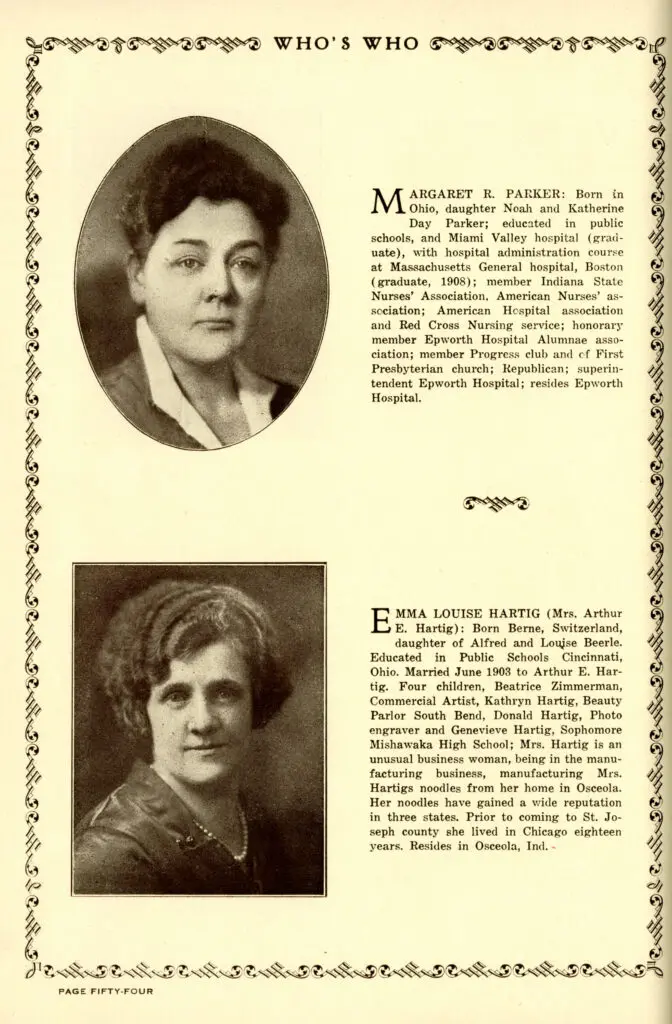 An image from a 1928 publication showcasing local and influential females. 